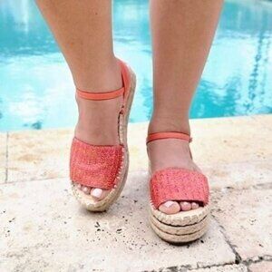 Women's Espadrille Wedge Sandal Coral Color